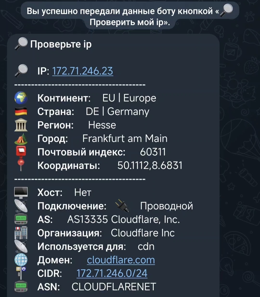 IP-адрес CloudFlare вместо моего